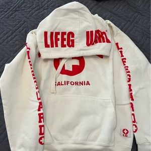 White and red life guard California hoodie